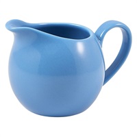 Click for a bigger picture.Genware Porcelain Blue Jug 14cl/ 5oz