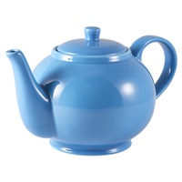 Click for a bigger picture.Genware Porcelain Blue Teapot 45cl/ 15.75oz