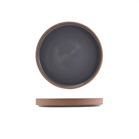 Click for a bigger picture.GenWare Kava Dark Grey Stoneware Raw Wall Presentation Plate 18cm